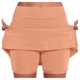 thumbnail image 1 of Krdevn Women's Tennis Skirt with Pockets Athletic Yoga Skort Solid Color Stretchy Casual Sport Skirt Shorts,Color: Orange Size: L, 1 of 6