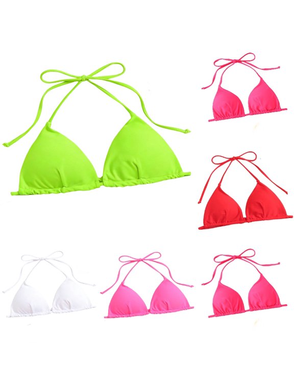 Women's Triangle Halter Bikini Top Tie Front Swimwear for Beach and Pool,M