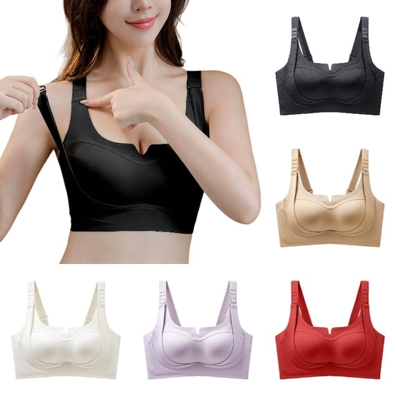 Krdevn Women's Wireless Comfort Bra with Adjustable Convertible Straps and Seamless Back Closure,40