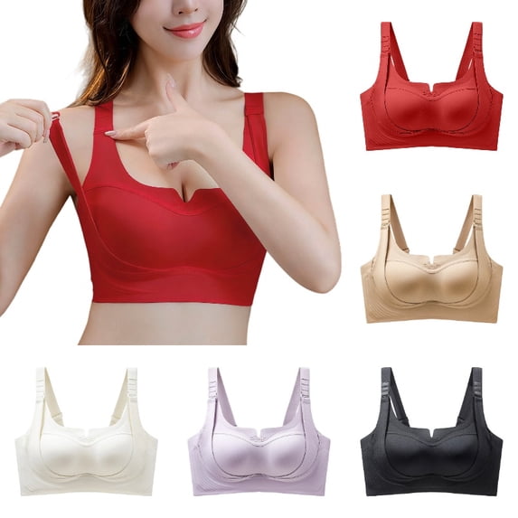 Krdevn Women's Wireless Comfort Bra with Adjustable Convertible Straps and Seamless Back Closure,40
