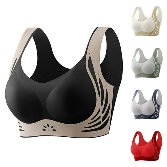 Krdevn Women's Wireless T-Shirt Bra - Seamless Comfort, Lift & Side Support, Wirefree, Smoothing, Push Up, No Straps,for Size Small Size- L