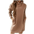 thumbnail image 1 of Krdevn Womens Fall Sweatshirts,Autumn and Winter Solid Color Hooded Long-sleeved Sweater Dress,Pullover Sweatshirts for Women,Size:S, 1 of 6
