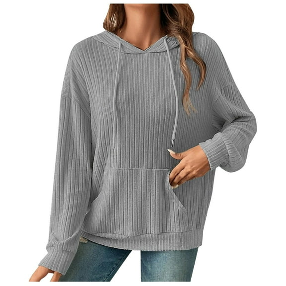 Krdevn Womens Fall Sweatshirts,Women Casual Long Sleeve Drop Shoulder Curved Hem Drawstring Hoodie Pullover Sweatshirts,Pullover Sweatshirts for Women,Size:S