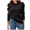 thumbnail image 1 of Krdevn Womens Fall Sweatshirts,Women Casual Puff Long Sleeve Hoodies Drawstring Pullover Sweatshirts Loose Fit Solid Shirts Fall Sweatshirt,Pullover Sweatshirts for Women,Size:L, 1 of 6