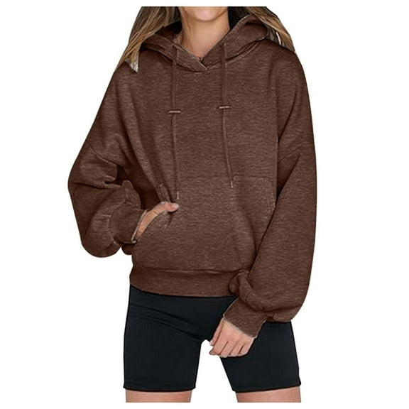Krdevn Womens Fall Sweatshirts,Women's Long Sleeve Solid Color Casual Hoodie Pullover for Fall Winter,Pullover Sweatshirts for Women,Size:XL