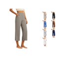 thumbnail image 1 of Krdevn Womens High Waist Linen Blend Cropped Pants Wide Leg Casual Loose Fit Trousers with Pockets,S, 1 of 5