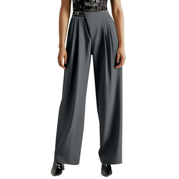 Krdevn Womens Pants - High Waist Women's Business Casual Wide Leg Trousers with Pockets Fashionable Straight Leg Suit Pants,Pants for Women,Size:S