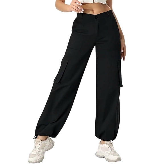 Krdevn Womens Pants - Loose High Waisted Casual Trousers Street Style Wide Leg Elastic Hiking Pants Comfortable Workwear for Everyday Use,Pants for Women,Size:S