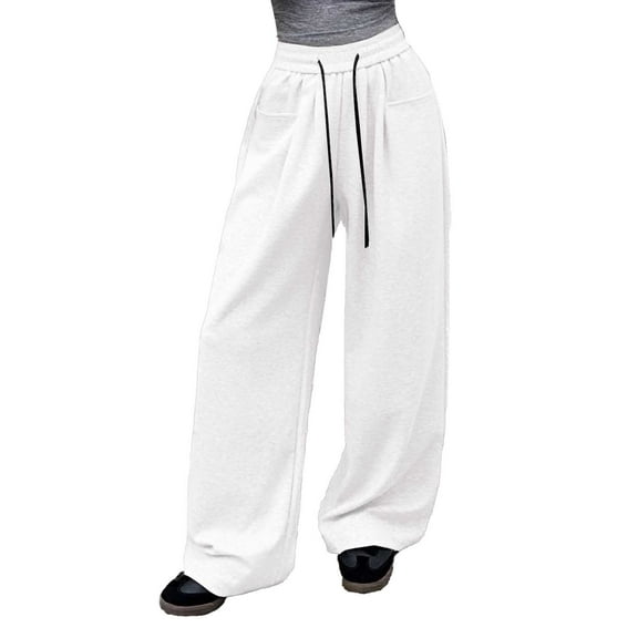 Krdevn Womens Pants - Women Solid High Waist Straight Leg Pants Loose and Floor Length Casual Pants,Pants for Women,Size:S