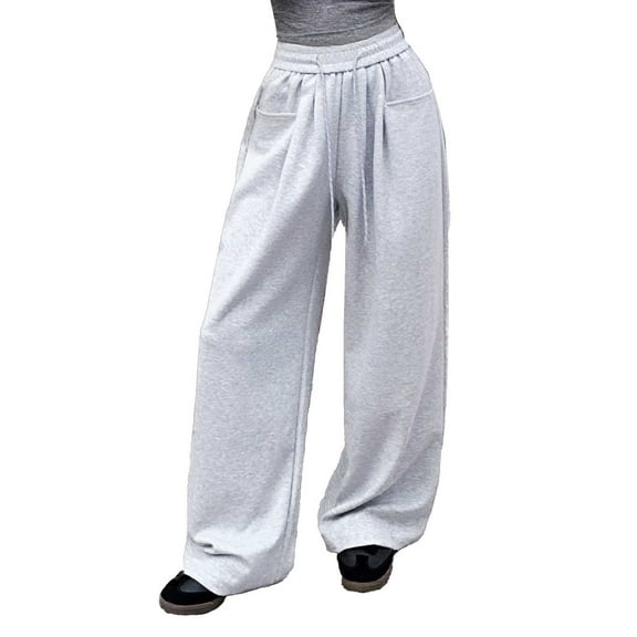 Krdevn Womens Pants - Women Solid High Waist Straight Leg Pants Loose and Floor Length Casual Pants,Pants for Women,Size:S