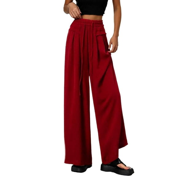 Krdevn Womens Pants - Women Solid Wide Leg Trousers with A Drape Casual and High End Feel Effect,Pants for Women,Size:M