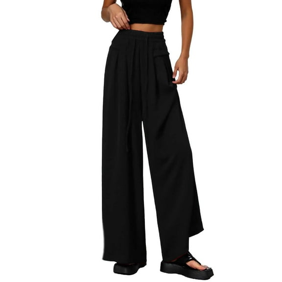 Krdevn Womens Pants - Women Solid Wide Leg Trousers with A Drape Casual and High End Feel Effect,Pants for Women,Size:M