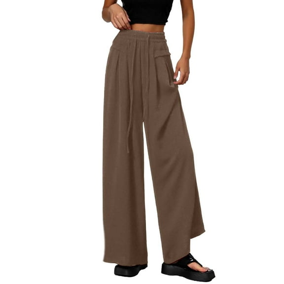 Krdevn Womens Pants - Women Solid Wide Leg Trousers with A Drape Casual and High End Feel Effect,Pants for Women,Size:XL