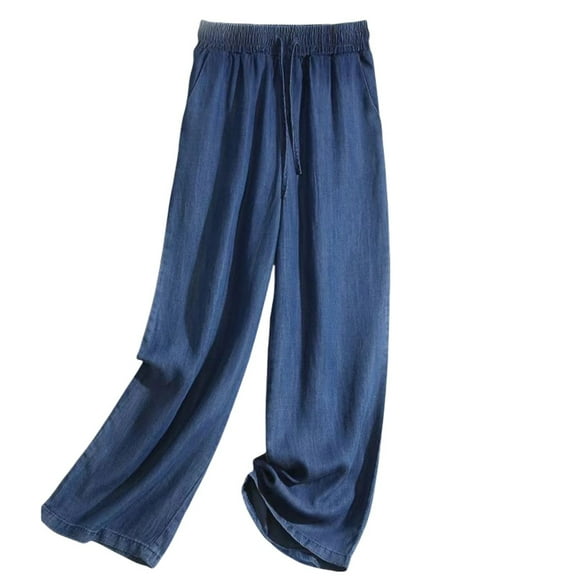 Krdevn Womens Pants - Women's Casual High Waist Wide Leg Pants Flowy Relaxed Fit Loose Straight Leg Trousers Breathable Comfort for Daily Wear,Pants for Women,Size:M