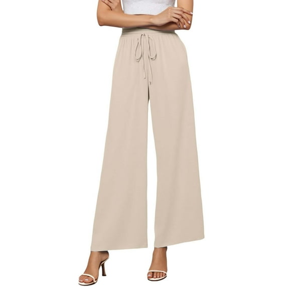 Krdevn Womens Pants - Women's Casual Pants High Waist Comfortable Trousers Long Loose Fit Daily Wear Spring Pure Color Tie Waist Elegant Stylish,Pants for Women,Size:S