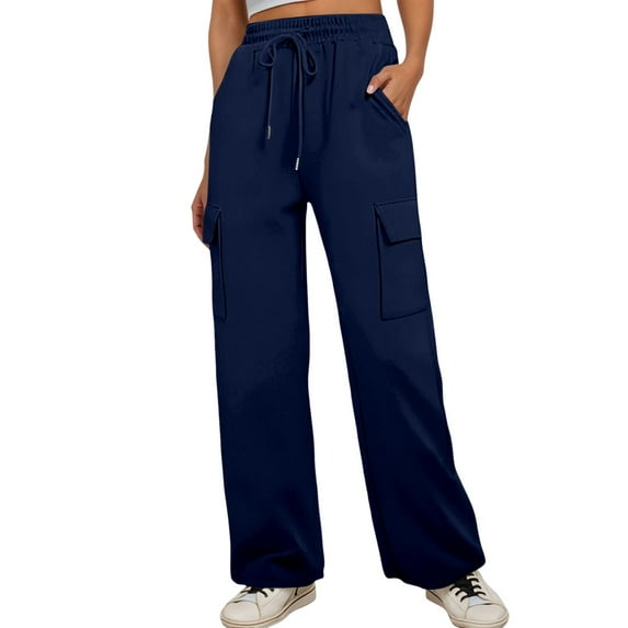 Krdevn Womens Pants - Women's Casual Pants High Waist Straight Leg Trousers with Side Pockets Comfortable Stretch Athletic Workout Yoga Pants,Pants for Women,Size:M