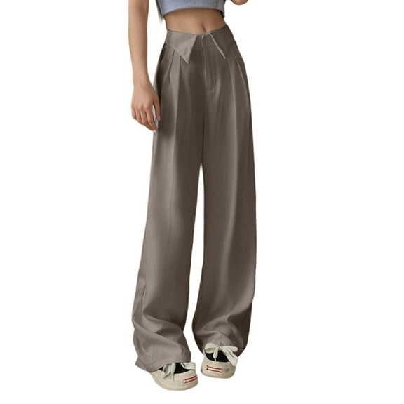 Krdevn Womens Pants - Women's Casual Pants High Waisted Wide Leg Trousers Flowy Straight Fit Comfortable Stretchy Soft Fabric,Pants for Women,Size:M