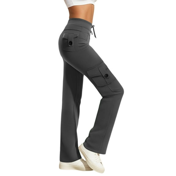 Krdevn Womens Pants - Women's Casual Straight Leg Pants with Drawstring and Four Pockets for Everyday Comfort and Versatile Styling,Pants for Women,Size:XXL