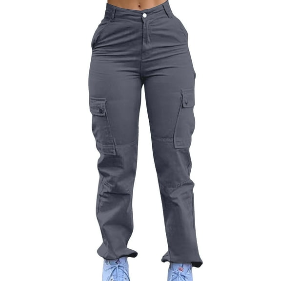 Krdevn Womens Pants - Women's High Waisted Casual Pants Cargo Work Pants with Multiple Pockets Lifting Comfortable Stretchy Trousers for Daily Wear,Pants for Women,Size:M
