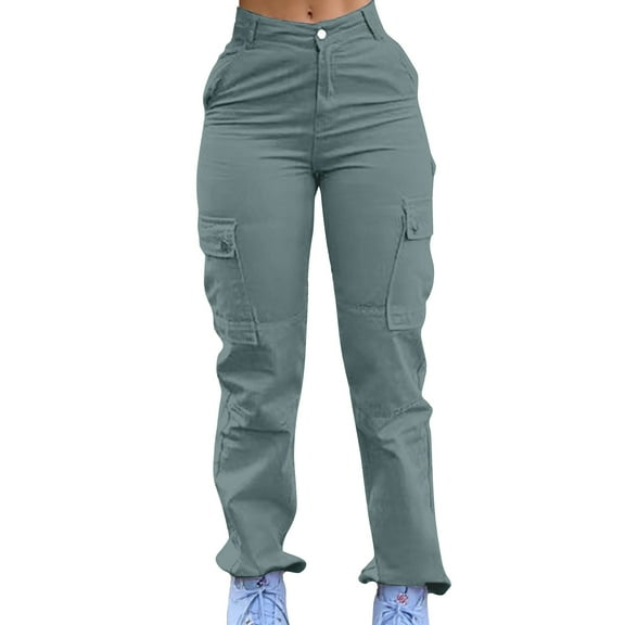 Krdevn Womens Pants - Women's High Waisted Casual Pants Cargo Work Pants with Multiple Pockets Lifting Comfortable Stretchy Trousers for Daily Wear,Pants for Women,Size:L
