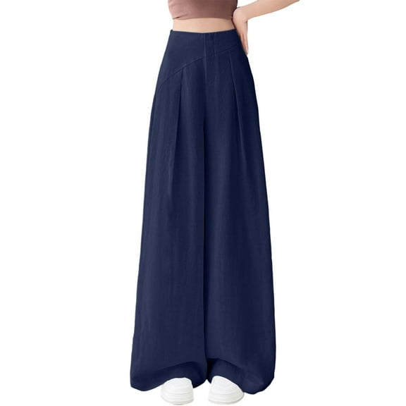 Krdevn Womens Pants - Women's High Waisted Casual Pants Loose Wide Leg Comfortable Fall Everyday Wear Pure Color Trousers for Outfits with Shirts and Tees,Pants for Women,Size:S