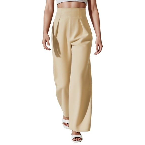 Krdevn Womens Pants - Women's High Waisted Wide Leg Dress Pants Elegant Solid Color Casual Trousers Flowy Comfortable Stretch Business Formal Pant,Pants for Women,Size:XL