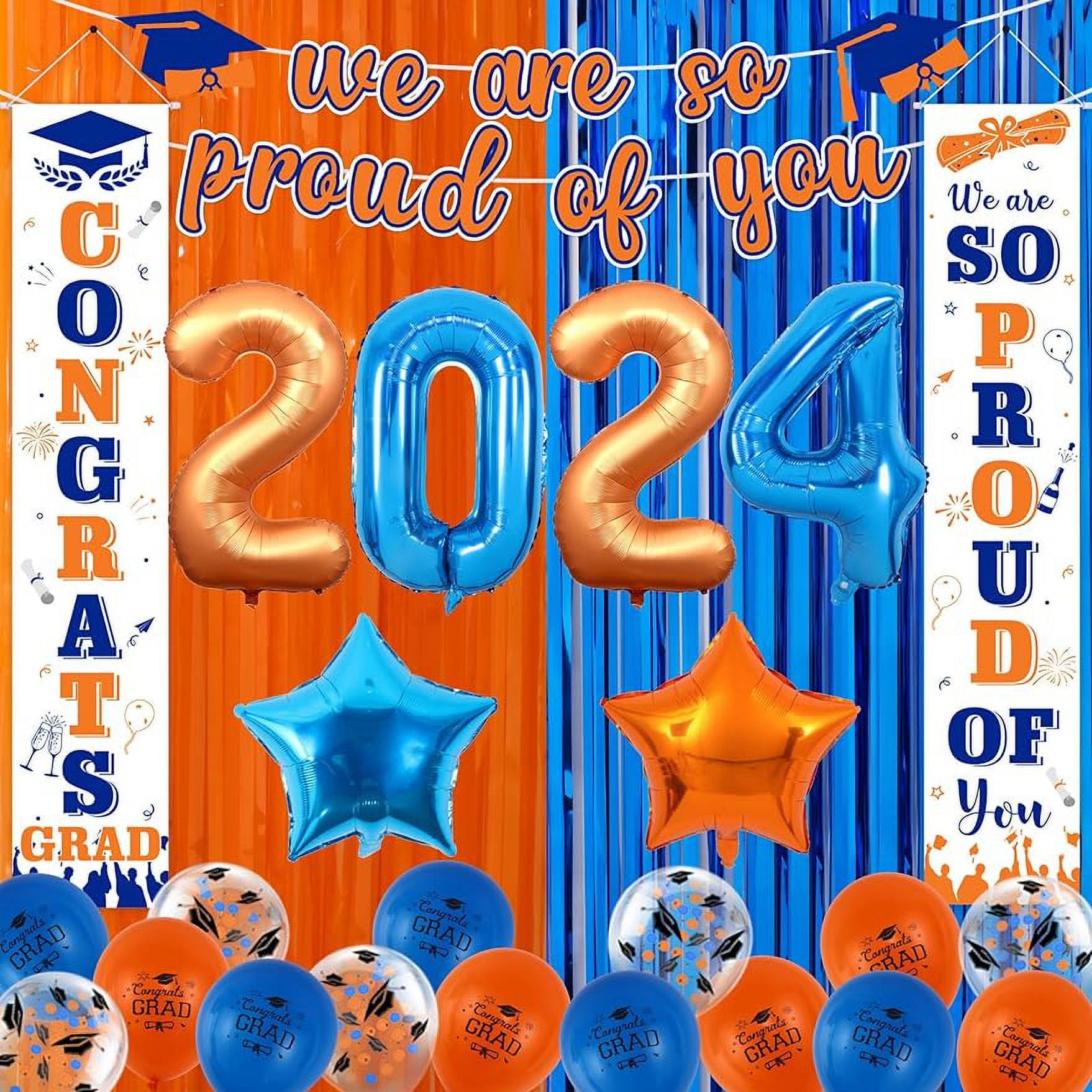 Kreatwow Blue and Orange Graduation Decorations Congrats Grad Porch