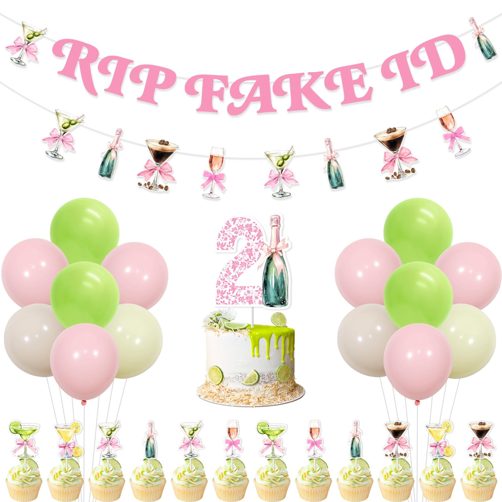 36pcs Lemon Drop Martini Cupcake Toppers - Cocktail Theme Cake Decor For Bachelorette, Birthday, Bridal Shower