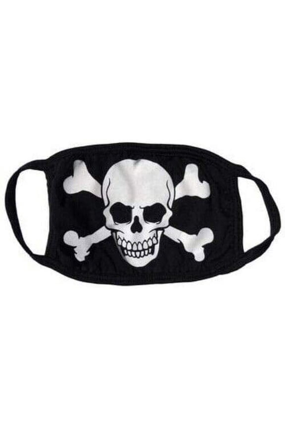 Kreepsville Skull Crossbones Face Mask Mouth Cover Black