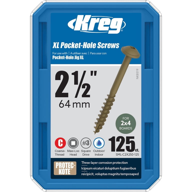 Kreg HD Pocket-Hole Screws 2 1/2 in, 125-pack, Rust Coating