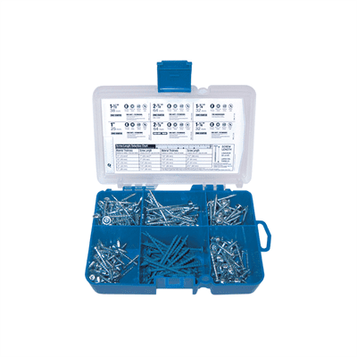 Blue Pocket-Hole Screw Starter Kit with Assorted Sizes