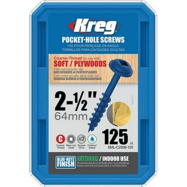 Kreg SML-C250B-125 Blue-Kote WR Pocket Screws - 2-1/2", #8 Coarse, Washer-Head, 125ct