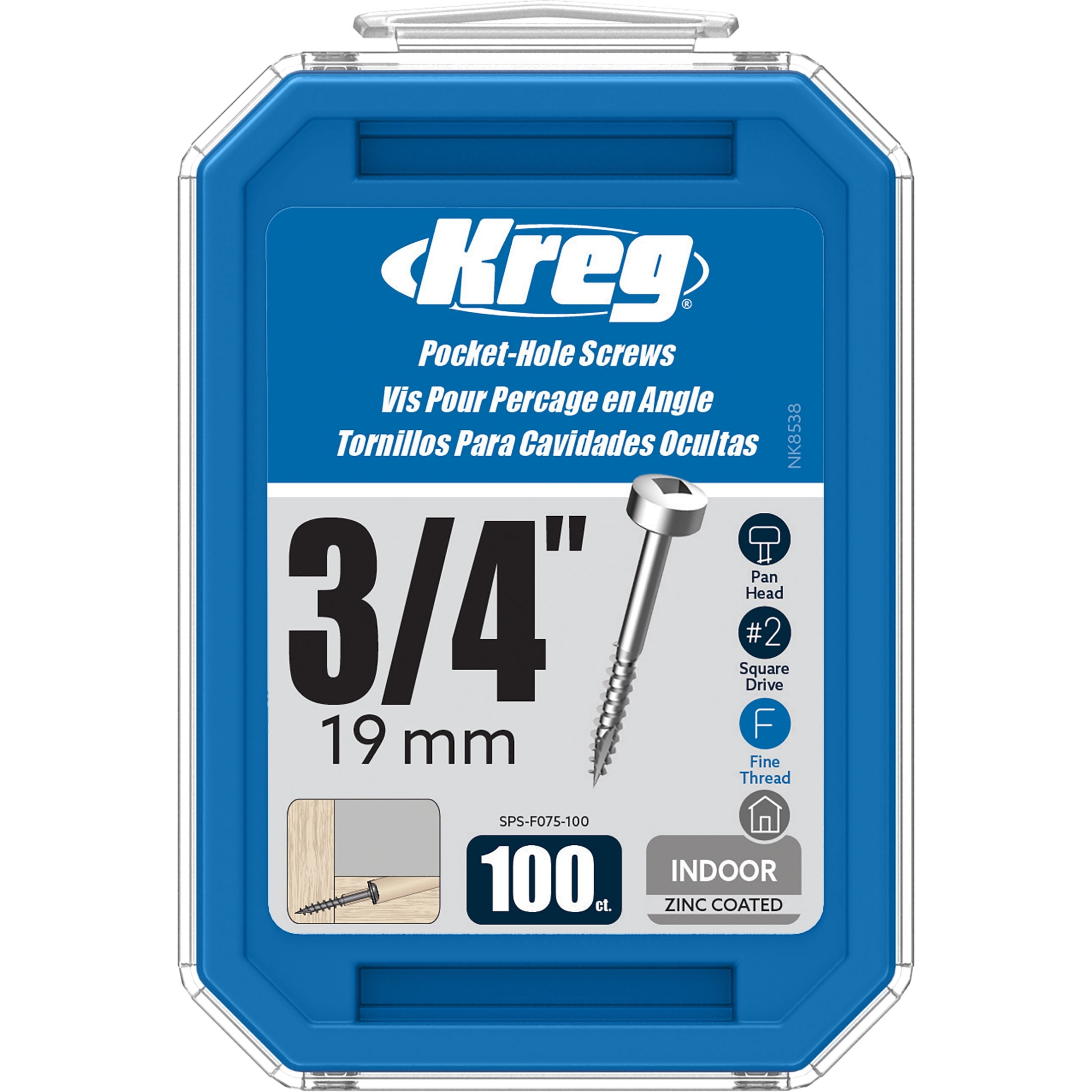 Kreg 3/4 Inch Zinc Coated Fine Thread Pocket-Hole Screws