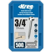 Kreg SPS-F075-500 Zinc Pocket Screws, 3/4-Inch, #6 Fine Thread, Pan Head 500 Count