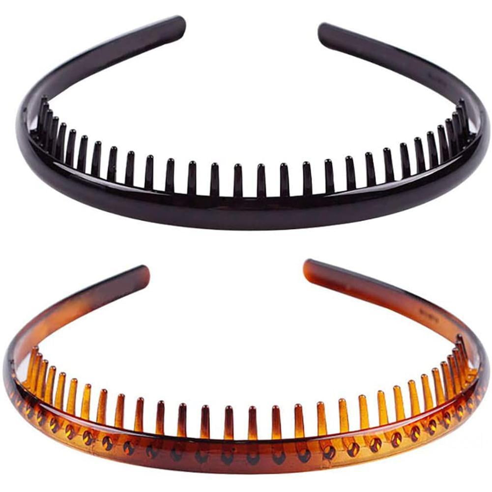 Kreigaven 2 Pieces Headbands Plastic Simple Headbands Teeth Comb