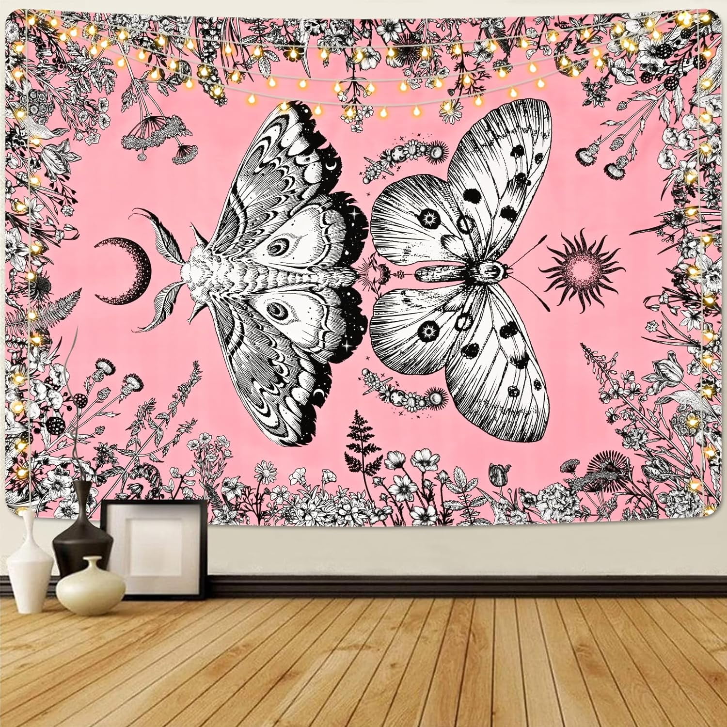Krelymics Aesthetic Butterfly Tapestry Plants Flowers Tapestries Boho