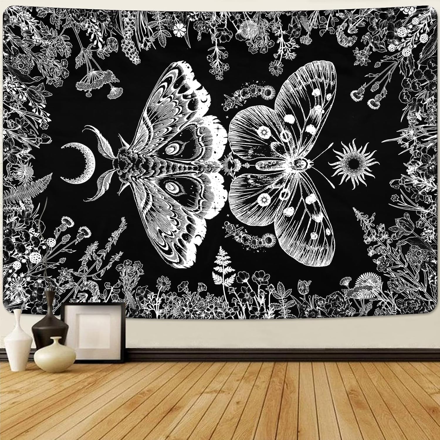 Krelymics Aesthetic Butterfly Tapestry Plants Flowers Tapestries Boho