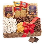 Kremery Milk Chocolate Covered Pretzels Gift Basket in Reusable Seagrass Tray + Ribbon (2.5 lb) Mothers Day Gift