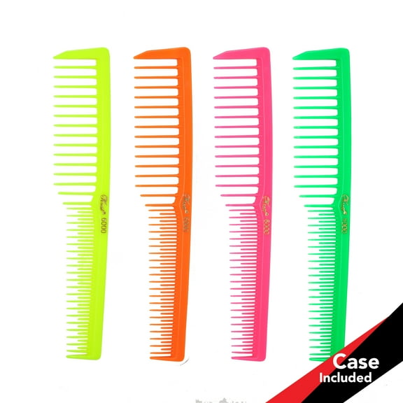 Krest 6000 Teasing Combs Lift Vent Hair Combs Pack Space Tooth Wide teeth Comb Neon Mix 12 Pc.