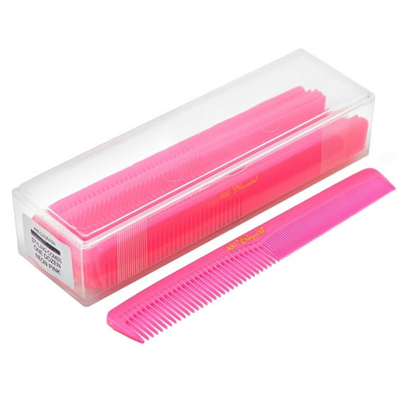 Krest Combs #400 Cleopatra All Purpose Combs 7" Flat "Neon Pink" Styler (12 Packs)