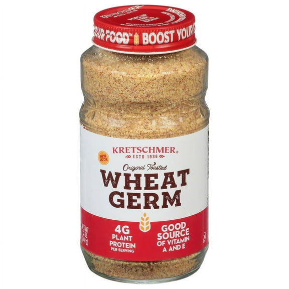 Kretschmer Original Toasted Wheat Germ, 4g Plant Protein per Serving, 12 oz Jar