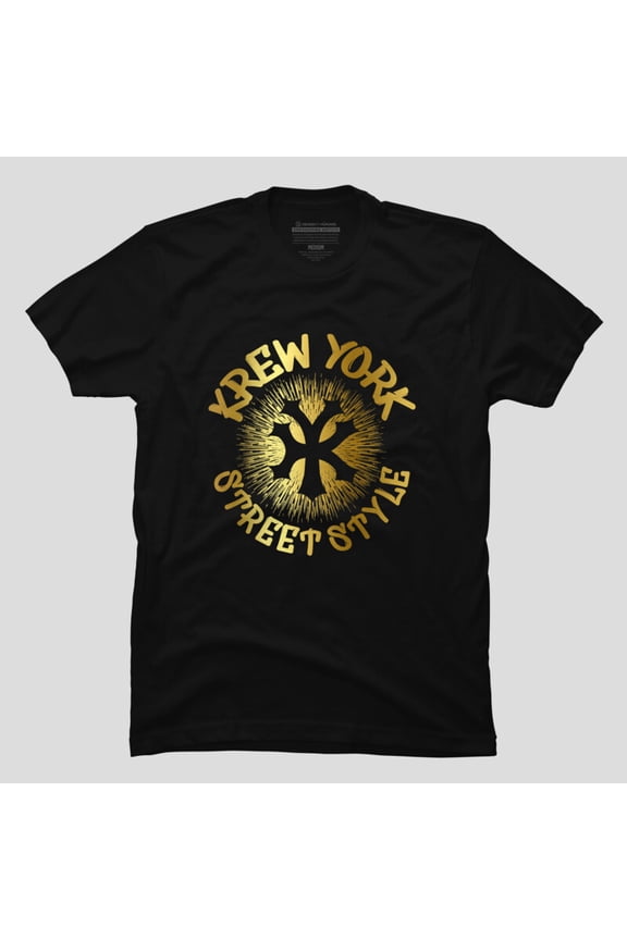 Krew York Gold Metallic Exploding Circle Funny Parody Unisex T-Shirt, Up to Size 5XL