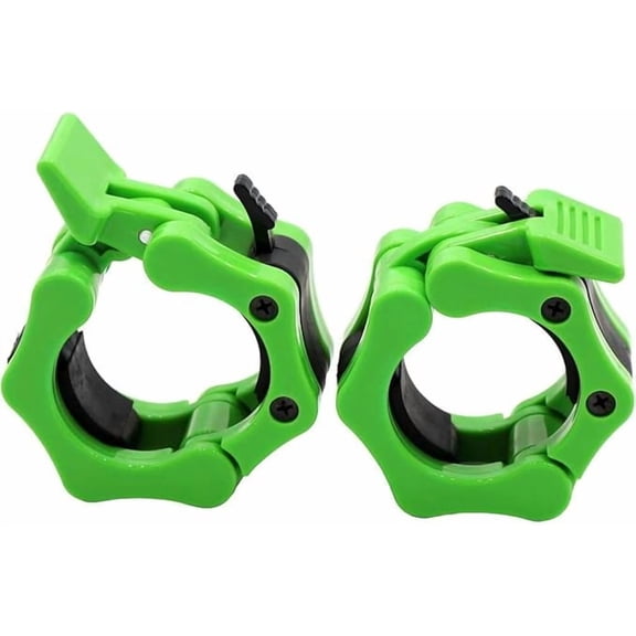Kreytis Fitness 2 Inch Quick Release Rubber Clamp Lock Exercise Collar (2-Piece) Green