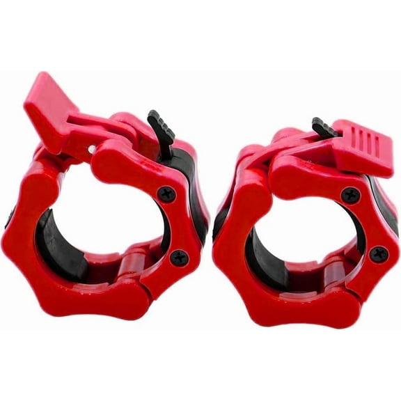 Kreytis Fitness 2 Inch Quick Release Rubber Clamp Lock Exercise Collar (2-Piece) Red