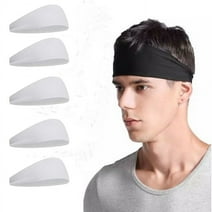 Kreytis Fitness Sports Headbands for Men and Women 5 Pack White