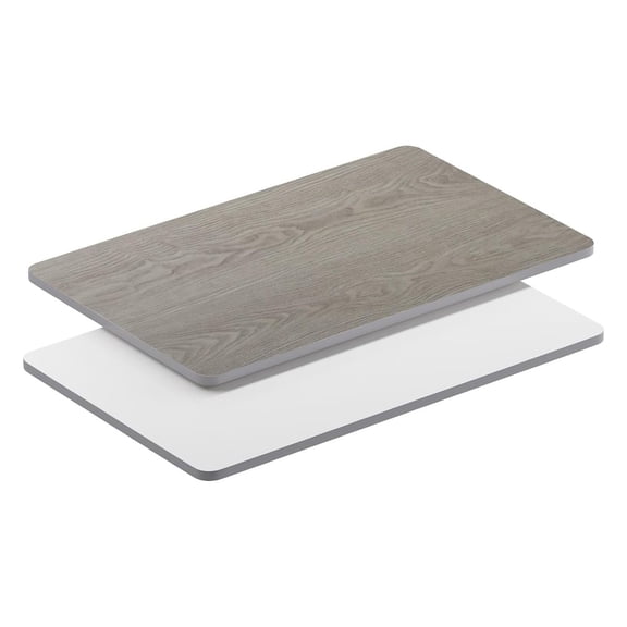 KriKac 30" x " Rectangular Table Reversible Laminate Top, 30" W x " L, White/Gray