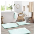 thumbnail image 1 of KriKac Bathroom Rugs – Memory Foam Bath Mat Set for Bathroom, Non Slip Absorbent Velvet - Fast Drying Bath Mats – Bathroom Rug and Contour Rug Set 3 Piece - 20 x 32-17 x 24-19 x 24, Aqua, 1 of 9