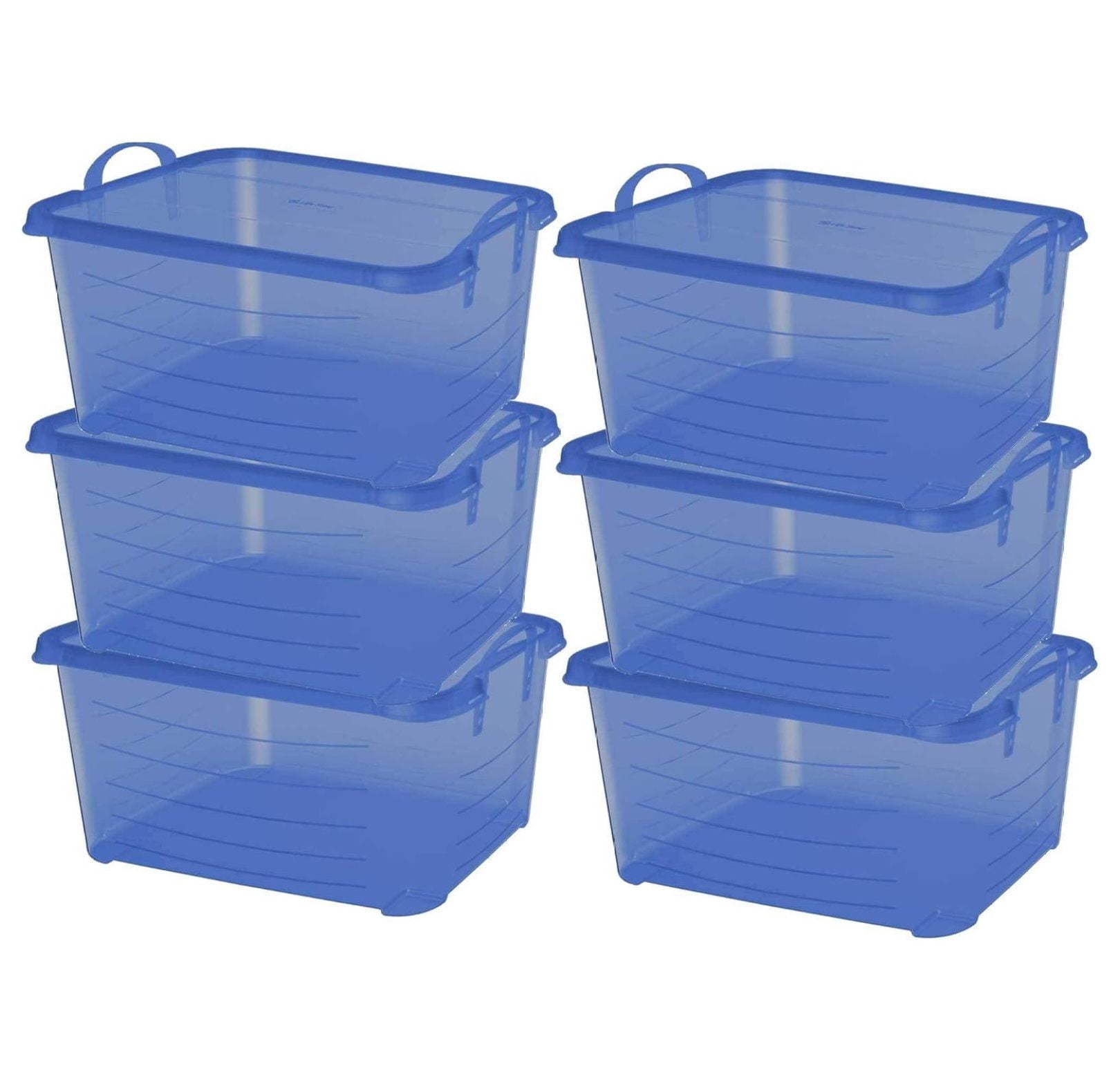 Stackable Blue Containers KriKac Blue Stackable Closet Storage Box Containers Totes, 6 Count ...