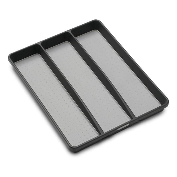 KriKac Classic Large Utensil Tray Soft Grip, Non-Slip Kitchen Drawer, Multi-Purpose Home Organization, BPA , Granite
