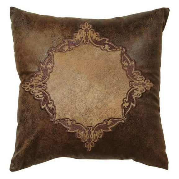 KriKac Embroidered Faux Leather Decorative Pillow